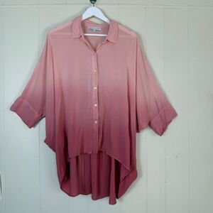 Young Fabulous & Broke Womens Boho Ombre Batwing Button Down Shirt Sz M Coastall